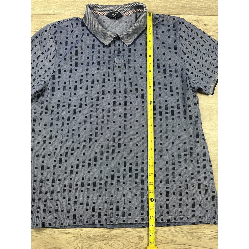 Ben Sherman Polo Shirt Men's Size XL Blue Stripe Square Abstract Knit Golf - Picture 5 of 10